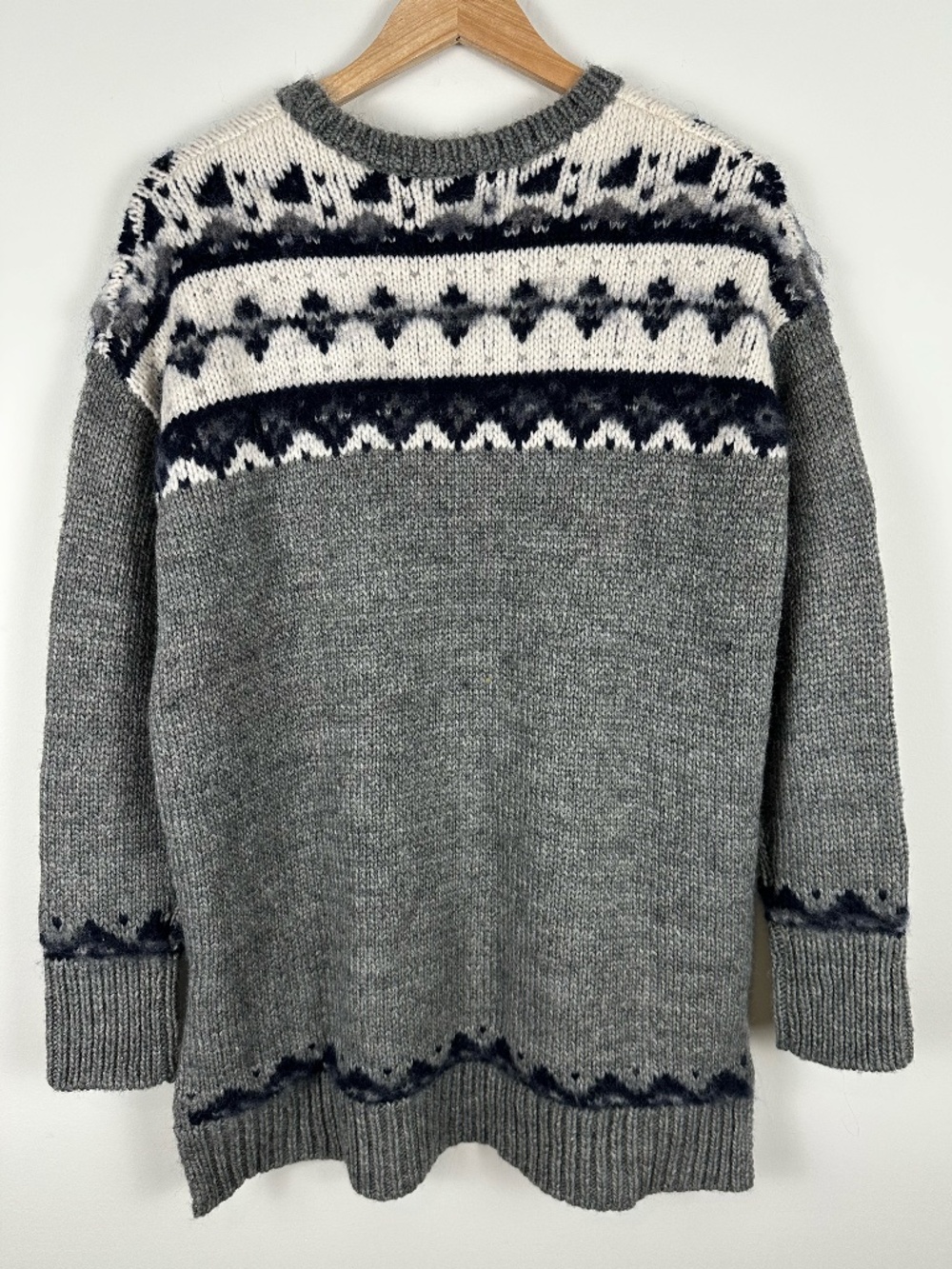 NWT LOFT Fair Isle Wool Blend High Low Tunic Sweater Size M